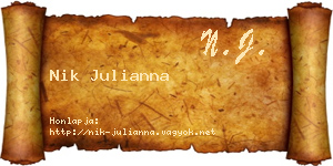 Nik Julianna névjegykártya